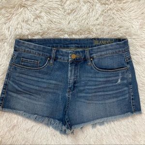 Blank NYC Blue Denim Raw Hem High Waisted Shorts